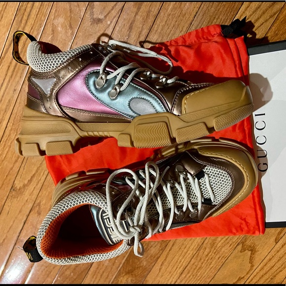 Gucci Shoes - GUCCI (Flashtrek Leather Sneakers In Pink)